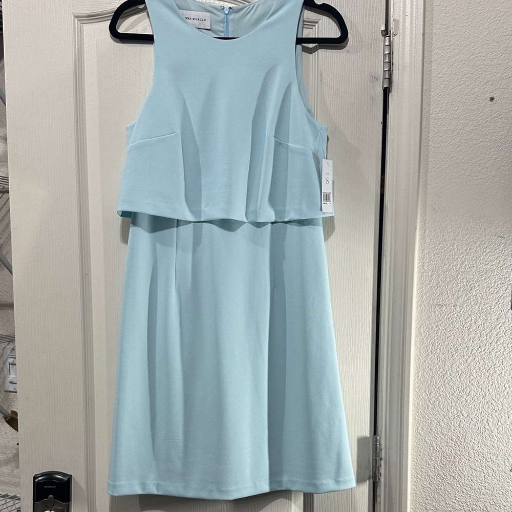 Donna Morgan Pale Blue Sleeveless Layered Dress
